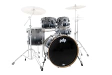 PDP Concept Maple 5-Piece Shell Pack, Red to Black Fade Lacquer w/Chrome Hardware; 8x10, 9x12, 14x16, 18x22, 5.5x14