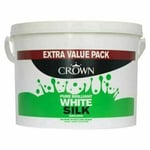 Crown Silk White Emulsion Quality Wall & Ceiling Paint 7.5 Litres Value Tub