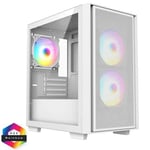 CiT Level 4 White Micro-ATX Mesh PC Gaming Case with 3x 120mm RGB Tempered Glass Side Panel - CSCITLEVEL4MW