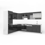 Vicco - Cuisine en angle Fame-Line, Anthracite, 227 x 60 cm sans plan de travail