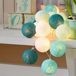 Ineasicer - Guirlande Lumineuse Coton Boules - 3M 20 led Chaîne Lumière Avec Prise pour Chambre Rideau Fête Noël Anniversaire Halloween Mariage