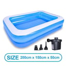 Grande piscine gonflable d'été pour enfants,jouet d'extérieur rectangulaire en PVC,pour la famille,pour bébé,2/2 m - Type 2M Pool with Pump #C