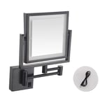 HGXC 8 Inch Double Sided Wall Magnifying Shaving Mirror, LED Wall Mount Makeup Mirror, for Vanity Bathroom, 360 Degree Swivel