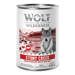 10 + 2 på köpet!  12 x 400 g Wolf of Wilderness - SENIOR Expedition Stony Creek med fjäderfä & nötkött