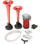 Kit de compresseur de trompette 12V double klaxon d'air pour moto Train voiture camion bateau RV SUPER LOUD 150dB couleur: rouge (rouge. 50db)