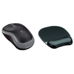 Logitech M185 Wireless Mouse - Grey and Gel Mouse Pad Bundle