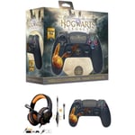 Manette PS4 Bluetooth Harry Potter Hogwarts Legacy Vivet Doré Lumineuse 3.5 JACK + Casque PRO-H3 Orange PS4-PS5 PLAYSTATION