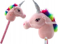 Leantoys Plush Unicorn Head On Stick Hobby Horse Unicorn Pink Sounds