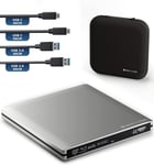 Externe Usb 3.1 Usb-C Lecteur Graveur Uhd 4K 3D M-Disc Blu-Ray Dvd Cd Bdxl Hdr10 128Gb Superdrive Windows Macos Deluxe Aluminium Argenté