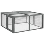 PawHut Clapier à Lapins, Cage Lapin Pliable, avec poignée, Dessus ouvrable, clapier en Bois pour 2 à 3 Lapins, cochons d'Inde, 110 x 105 x 50 cm, Gris