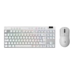 Logitech G PRO X SUPERLIGHT 2 LIGHTSPEED souris gaming sans fil, recharge USB-C, PC et Mac + PRO X TKL LIGHTSPEED clavier gaming sans fil, sans pavé numérique, touches en PBT (Français AZERTY) - Blanc