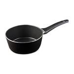 MasterChef Small Saucepan 16cm Non Stick Milk Pan for Induction Hob, Gas & Electric Stoves, Swiss Engineered Aluminium with Scratch Resistant, Nonstick Coating, Black