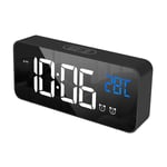 LED Alarm Electric Clock Multifunctional Exquisite Mirrored Silent Bedsi