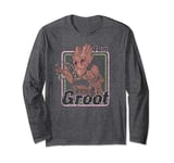 Marvel Guardians Of The Galaxy I Am Groot Retro Portrait Manche Longue