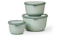 Mepal – Multi Bowl Cirqula 3-Piece Set – Food Storage Container with Lid - Suitable as Airtight Storage Box for Fridge & Freezer, Microwave Container & Servable Dish - 500, 1000, 2000ml - Nordic Sage