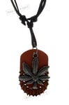 Bronze bud leaf Punk Gothic ring beads leather Pendant Necklace cool lucky gift