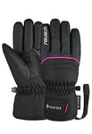 Reusch Gore-Tex Gants de Ski pour Enfants, résistants au Vent et à l'eau, Gants de Ski, Gants de Sport, Gants de Neige pour Luge, Gants d'hiver, 6,5, Noir/Rose