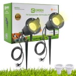 OMSEN Spots de Jardin avec Piquet GU10 7W, Blanc Chaud 3000K, Aluminium Solide, Étanche IP67, Ampoules Remplaçables, Spot à Piquer LED Extérieur pour Jardin, Cour, Arbre, Pelouse, Plantes, Chemin