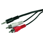 CABLE JACK 3.5 MALE / DOUBLE RCA MALE 5M