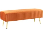 Banquette d'Intérieur Glamour Pieds en Métal Dorés en Velours Orange Paterson