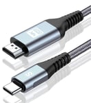 Câble USB C vers HDMI 4K 2.5M,Câble USB Type C vers HDMI, Nylon Cable HDMI USB C pour Pad Pro 2020, MacBook Pro/Air, Samsung S20