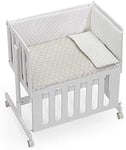 Interbaby Berceau Cododo en Hêtre Blanc + Parure + Nacelle + Matelas Modèle Etoile Beige C0006-05