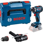 Bosch Professional 18V System Cordless Drill/Driver GSR 18V-90 FC (FlexiClick System, Hard Torque of 64 Nm, brushless Motor, 2-Gear, incl. 1x GFA 18-M, 1x GFA 18-H, in L-BOXX)