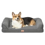 Bedsure Orthopedic Dog Bed Medium - Washable Dog Sofa Bed Couch with Removable Cover & Nonskid Bottom, Dark Grey, 71x58x18cm