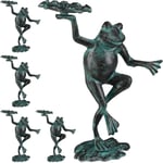 Statue de jardin, lot de 5, grenouille dansante, fonte fer, sculpture, figurine de jardin, taille m, décoration, vert