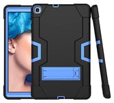 Étui de Protection en Silicone pour Tablette Samsung Tab A 8.4 (2020) T307 avec béquille, Durable et résistant aux Chocs (Noir + Bleu)