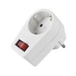 - Adaptateur 1 prise avec interrupteur 16 A/25 V. Prise Schuko avec protection enfant.