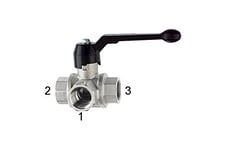 RIEGLER 103375-1081 A Robinet à boisseau sphérique 3 voies, standard, perçage en L, laiton vern, Rp 1/4, DN 8, 1 pièce