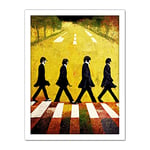 Doppelganger33 LTD Abbey Road Abstract Stylised Beatles Boho Landscape Red And Ochre Artwork Framed Wall Art Print 18X24 Inch