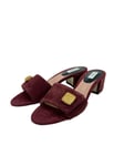 Max Mara Women's Bordeaux Ampex Suede Block Heel Slide Sandals Size 7 NWB