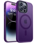 CANSHN Magnétique Mat Coque pour iPhone 14 Pro [Toucher Doux et Soyeux] Coque de Protection Antichoc Translucide pour iPhone 14 Pro 6.1 Pouces - Violet Foncé