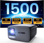 OmniStar L80 Videoprojecteur 4K, 1500 ANSI Lumens Retroprojecteur Full HD 1080P Natif, Vidéoprojecteur WiFi Bluetooth, Auto Focus/Keystone, 2x15W Haut-Parleurs, Compatible avec Phones/TV Stick