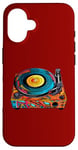 Coque pour iPhone 16 Tourne-disque vintage coloré - Retro Pop Art Vibes