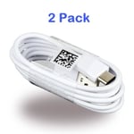 2-Pack Samsung Original Laddare USB-C Kabel Snabbladdning Vit White