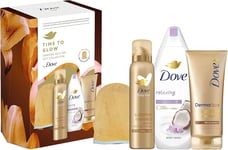 Dove Time to Glow Gradual Self Tan Collection Set with a Tan Applicator for Her