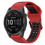 For Garmin Fenix 7S Sapphire Solar 20mm Two-Color Reverse Buckle Silicone Watch Band(Red+Black)