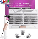 Individual  Lashes  with  Lash  Bond  and  Seal  120  Cluster  Lashes  Eyelash