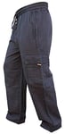 SHOPOHOLIC FASHION Mens Elastic Waist Cargo Pants Plain Hippy Combat Trousers (Black/S)