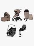 Silver Cross Dune 2 Pushchair, Carrycot & Accessories with Maxi-Cosi Pebble 360 Baby Car Seat and FamilyFix 360 Base Bundle, Mocha/Black