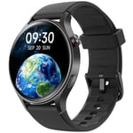 Montre Connectée Femme Homme avec Appel Bluetooth- 1,32" Smartwatch AMOLED pour Android iOS, Montre de Sport Podometre avec 110+ Sports & 3ATM Bracelet Fitness avec Moniteur Sommeil/ SpO2- Noir