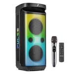 Pulse160 Splashproof Portable Party Speaker, Wireless Microphone & LEDs 2x 8"