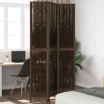 Room Divider 3 Panels Dark Brown Solid Wood Paulownia vidaXL