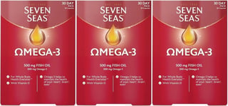 Seven Seas Omega-3 | 500mg Fish Oil | Pack of 3 x 30 Capsules (Expired 03/2024)