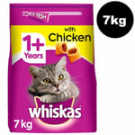 7kg Whiskas 1+ Adult Complete Dry Cat Food With Chicken Bulk Pack Cat Biscuits