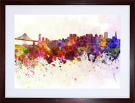 Wee Blue Coo Painting Cityscape Paint Splash Skyline San Francisco Framed Wall Art Print