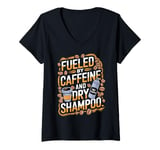 Womens Fueled By Caffeine And Dry Shampoo V-Neck T-Shirt